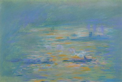 テムズ川のタグボート（紙にパステル） 作： Claude Monet